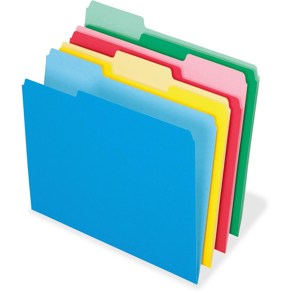 Pendaflex 1/3 Tab Cut Letter Recycled Top Tab File Folder - 8 1/2" x 11" - Top Tab Location - Assorted Position Tab Position - Assorted - 10% Recycled - 24 / Pack. Picture 1
