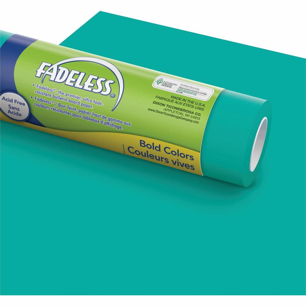 Pacon Fadeless Construction Paper - Bulletin Board - 48"Height x 50 ftWidth x 1.50"Length - 1 / Roll - Teal. Picture 1