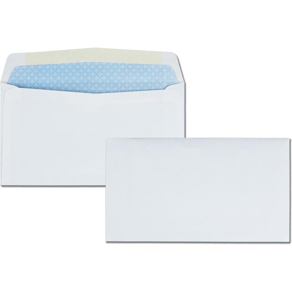 Quality Park No. 6-3/4 Security Tinted Envelopes with Gummed Closure - Security - #6 3/4 - 3 5/8" Width x 6 1/2" Length - 24 lb - Wove - 500 / Box - White. Picture 1