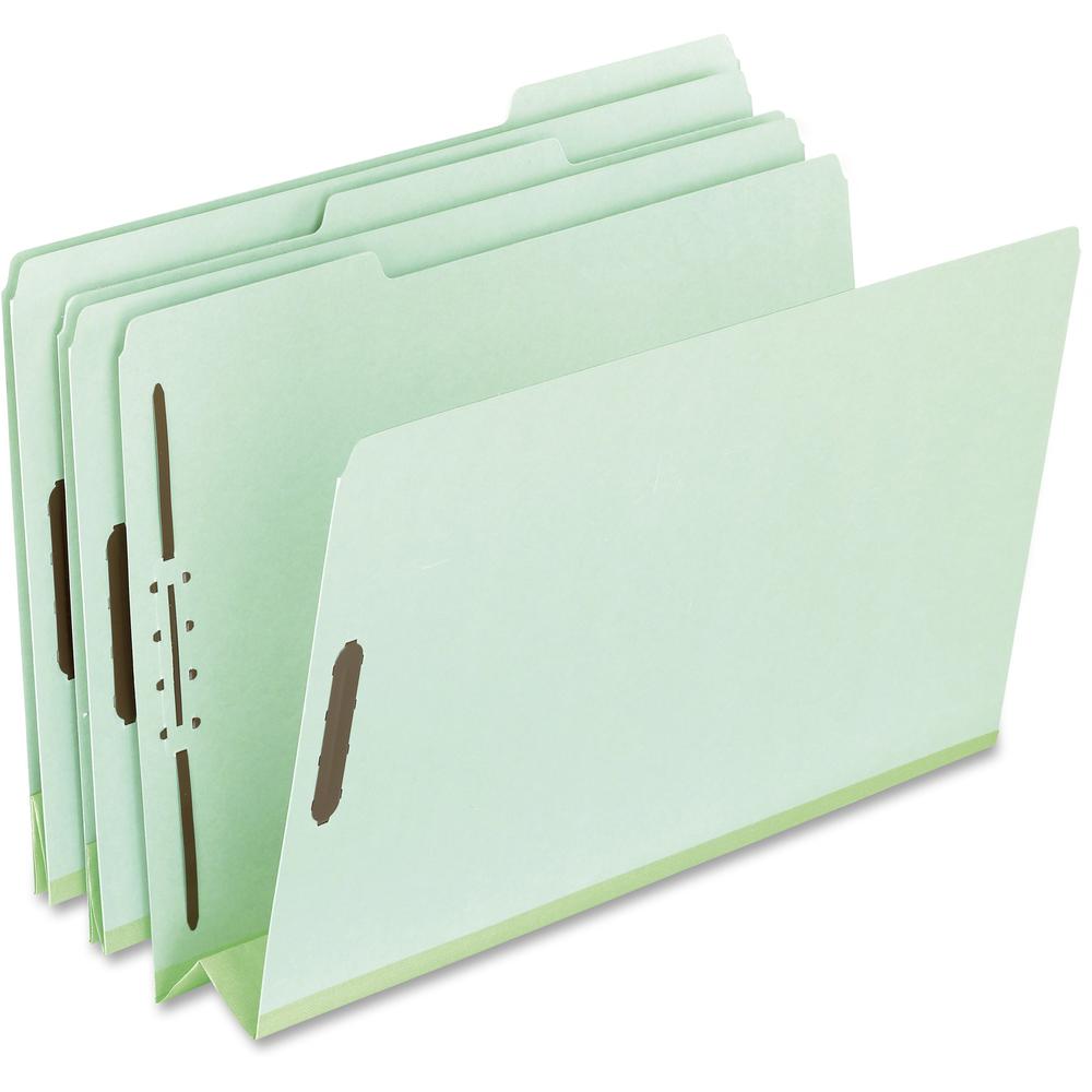 Pendaflex Pressboard Folders with Fastener - 8 1/2" x 11" - 3" Expansion - 2 Fastener(s) - Top Tab Location - Assorted Position Tab Position - Pressboard - Green - 60% Recycled - 25 / Box. Picture 1