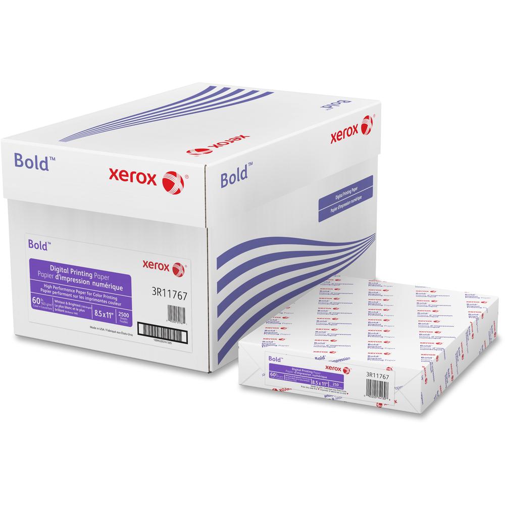 Xerox Bold Digital Printing Paper - 100 Brightness - Letter - 8 1/2" x 11" - 60 lb Basis Weight - Smooth - 250 / Pack - SFI - Uncoated. Picture 1