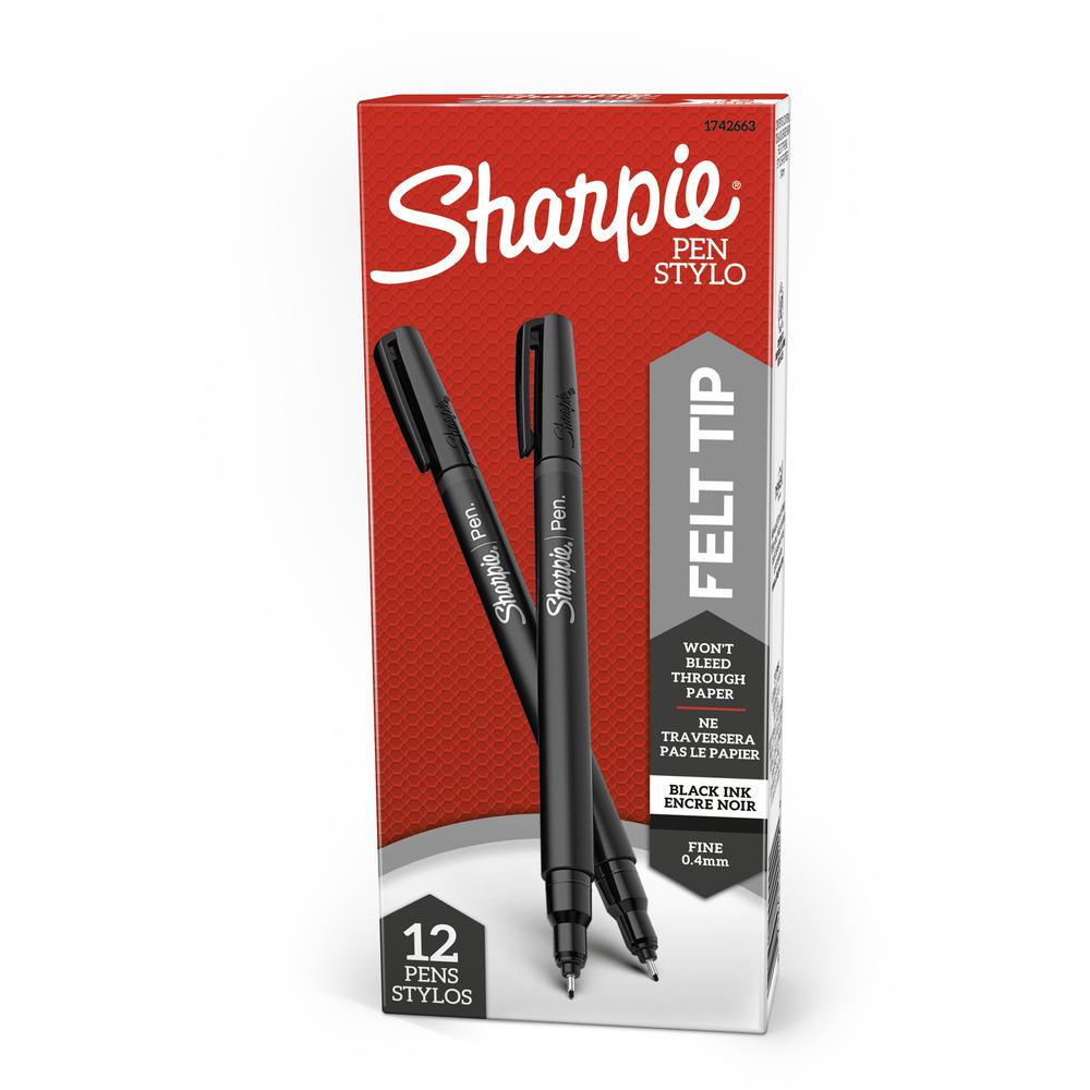 Sharpie Fine Point Pen - Fine Pen Point - Black - 12 / Box. Picture 1