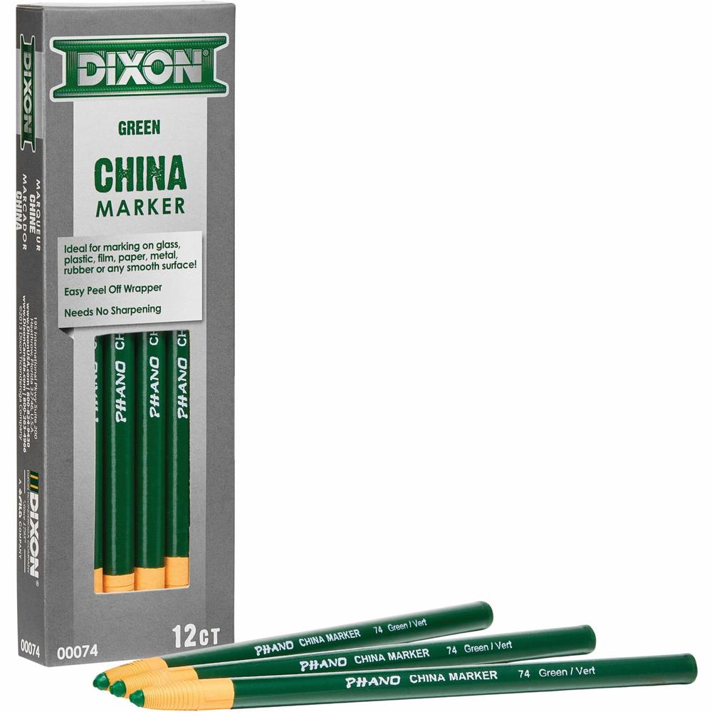 Dixon Phano Nontoxic China Markers - Green Lead - 1 Dozen. Picture 1