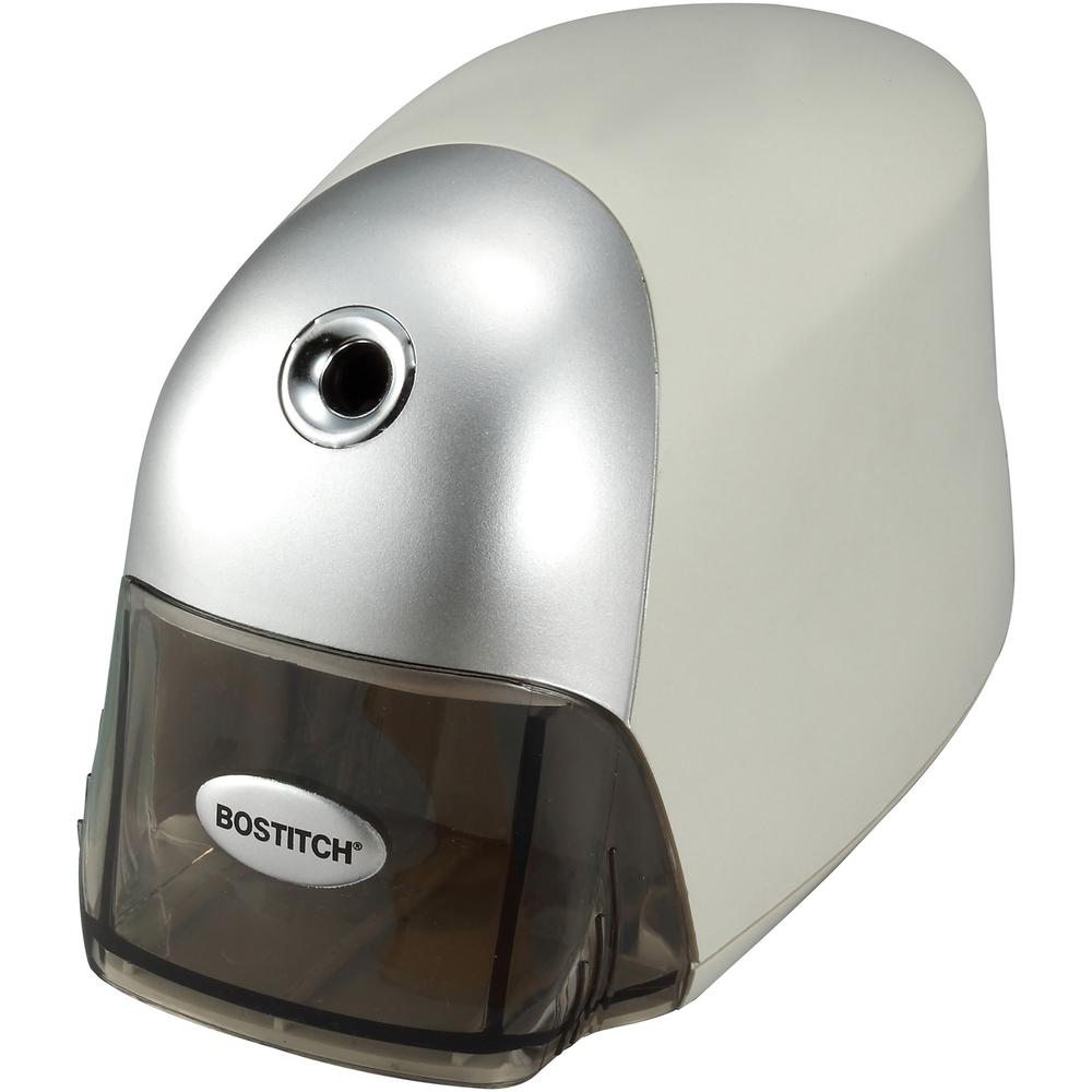 Bostitch Electric Pencil Sharpener - Desktop - 1 Hole(s) - 3.5" Height x 7.5" Width x 4.3" Depth - Gray, Silver - 1 Each. The main picture.