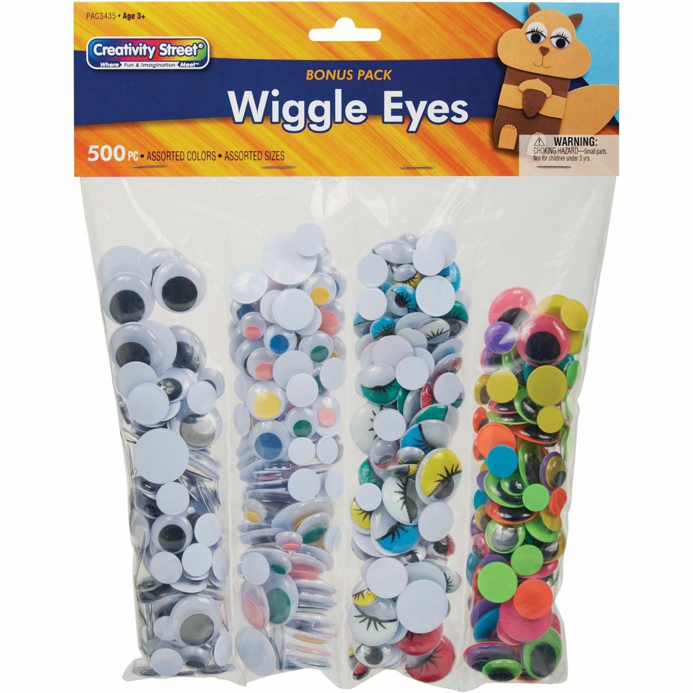 Creativity Street Wiggle Eyes Assortment - Craft - 500 Piece(s) - 500 / Pack - Assorted. Picture 1