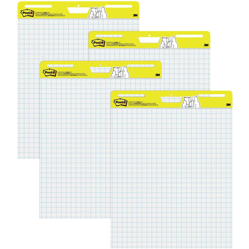 Post-it&reg; Self-Stick Easel Pad Value Pack with Faint Grid - 30 Sheets - Stapled - Feint - Blue Margin - 18.50 lb Basis Weight - 25" x 30" - White Paper - Self-adhesive, Bleed-free, Perforated, Repo. Picture 1
