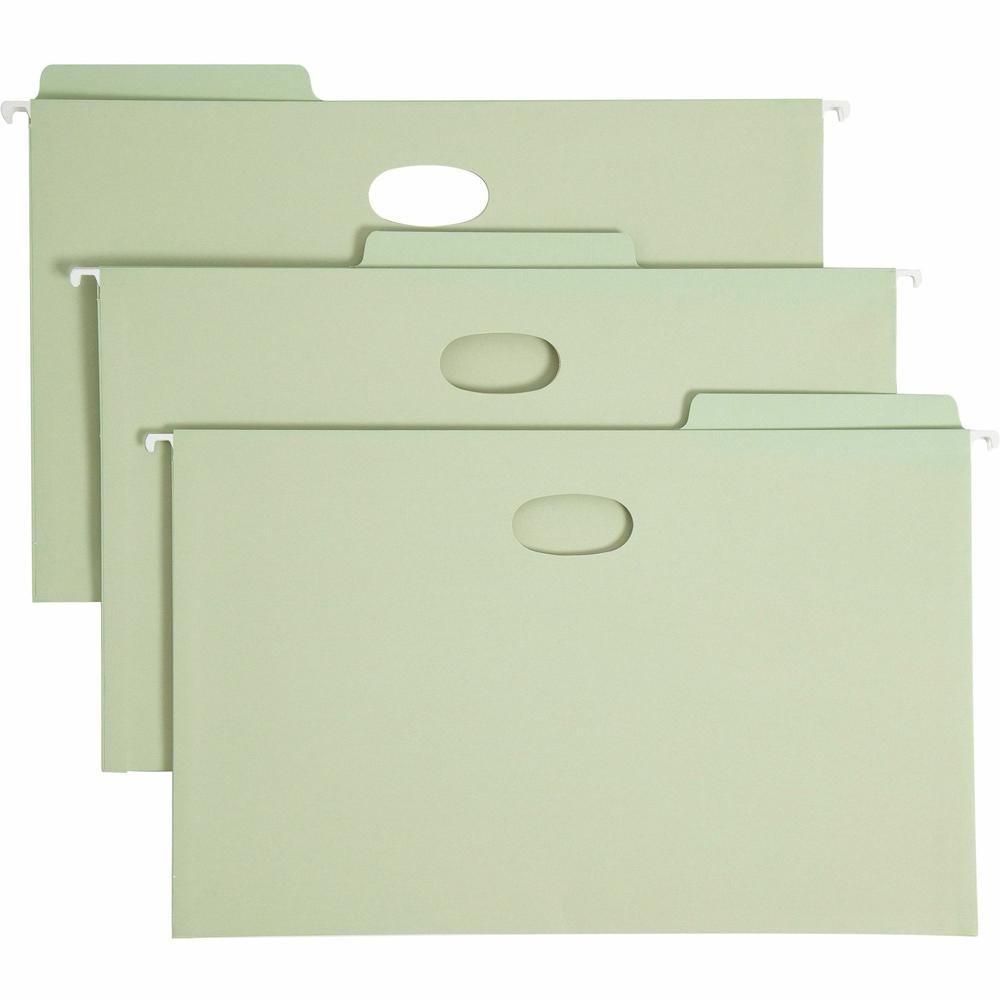 Smead FasTab 1/3 Tab Cut Legal Recycled Hanging Folder - 8 1/2" x 14" - 3 1/2" Expansion - Top Tab Location - Assorted Position Tab Position - Moss - 10% Recycled - 9 / Box. Picture 1