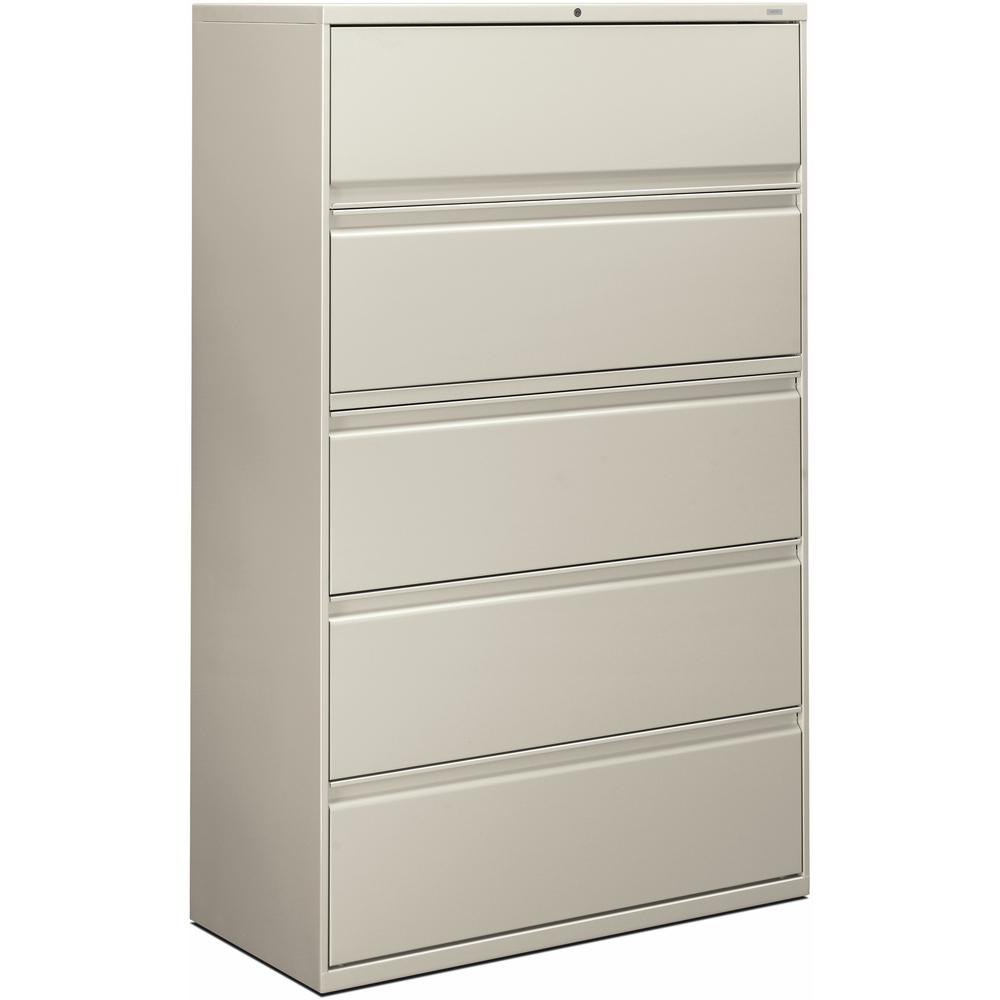 HON Brigade 800 H895 Lateral File - 42" x 18"67" - 5 Drawer(s) - Finish: Light Gray. Picture 1