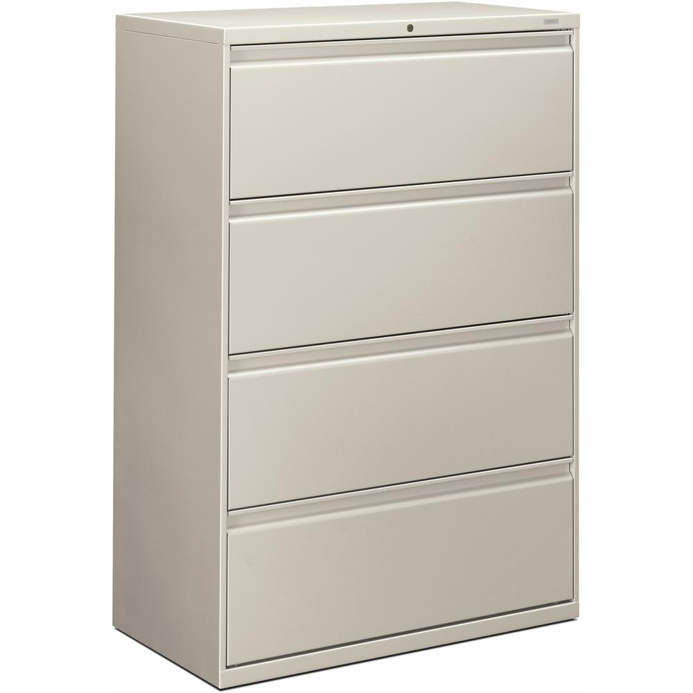 HON Brigade 800 H884 Lateral File - 36" x 18"53.3" - 4 Drawer(s) - Finish: Light Gray. Picture 1