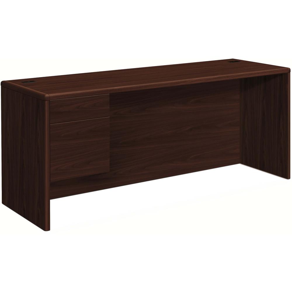 HON 10700 H10746L Pedestal Credenza - 72" x 24" x 29.5" - 2 x Box Drawer(s), File Drawer(s)Left Side - Waterfall Edge - Finish: Mahogany Laminate. Picture 1