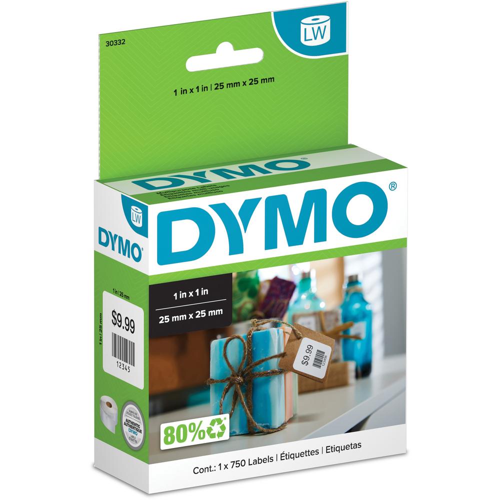 Dymo Multipurpose Label - 1" Width x 1" Length - Direct Thermal - White - 750 / Roll. Picture 1