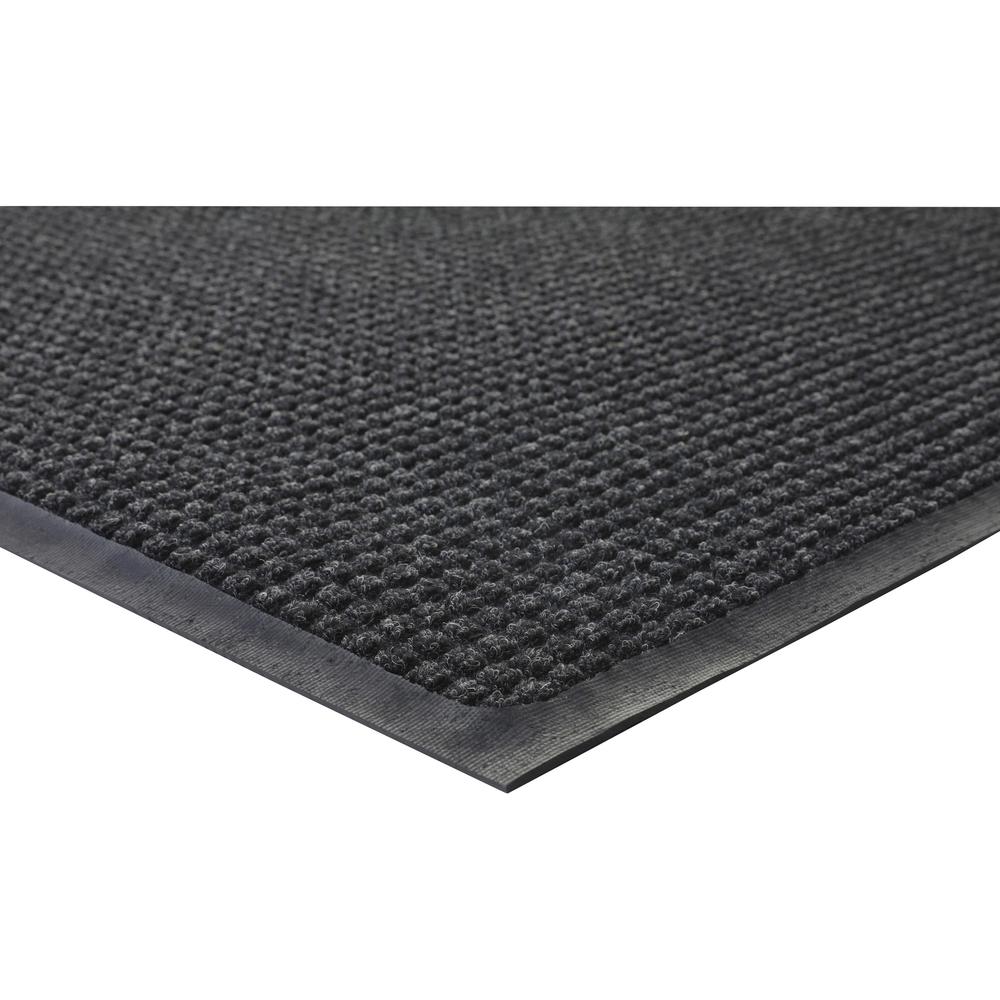 Genuine Joe WaterGuard Indoor/Outdoor Mats - Carpeted Floor, Hard Floor, Indoor, Outdoor - 72" Length x 48" Width - Rubber, Polypropylene - Charcoal Gray. The main picture.