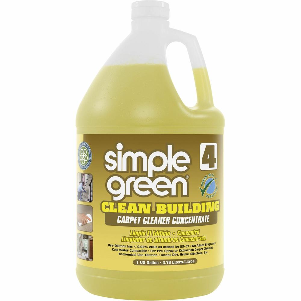 Simple Green Clean Building Carpet Cleaner Concentrate - For Carpet - Concentrate - 128 fl oz (4 quart) - 1 Each - Non-toxic, Non-flammable, Disinfectant, Unscented - Sand. Picture 1
