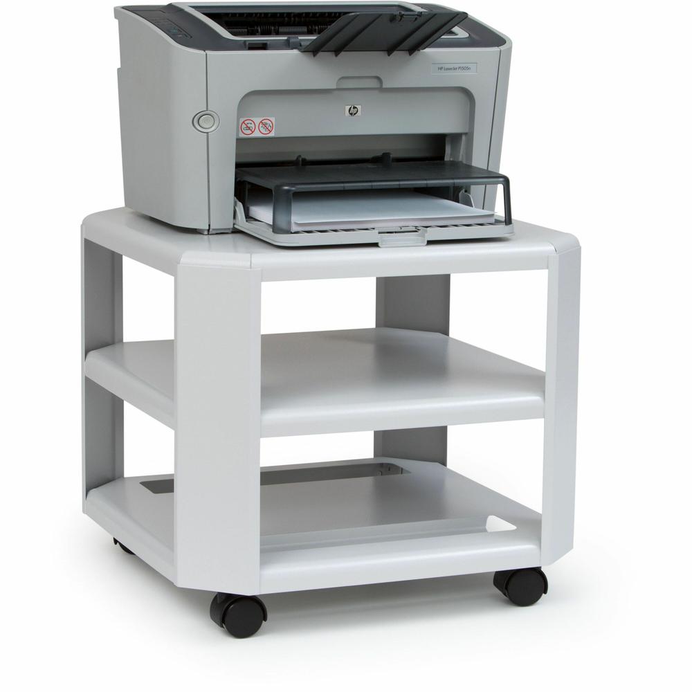 Master Mobile Printer Stand - 75 lb Load Capacity - 2 x Shelf(ves) - 8.5" Height x 18" Width x 18" Depth - Floor - Steel - Gray. Picture 1