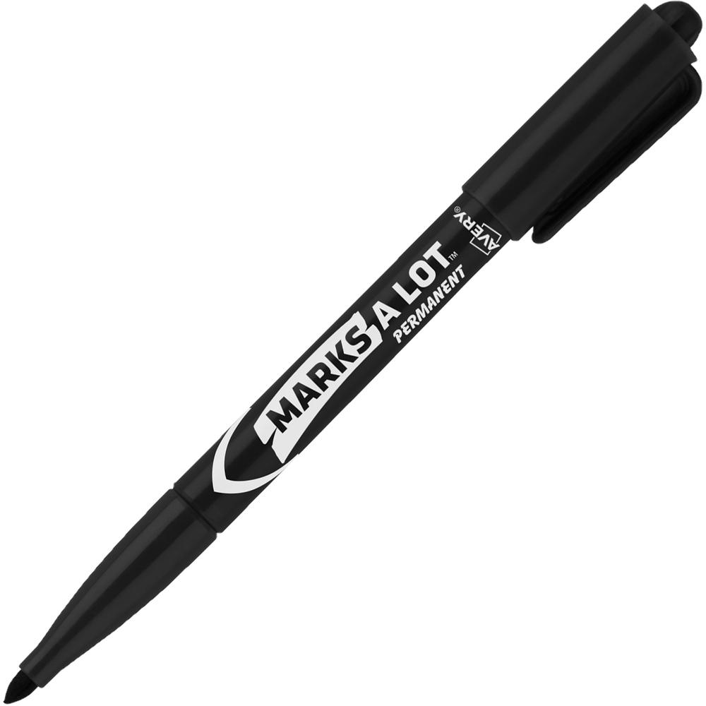 Avery&reg; Permanent Markers, Pen-Style Size, Bullet Tip, 1 Black Marker (29857) - Fine Marker Point - Bullet Marker Point Style - Black - 12 / Dozen. The main picture.