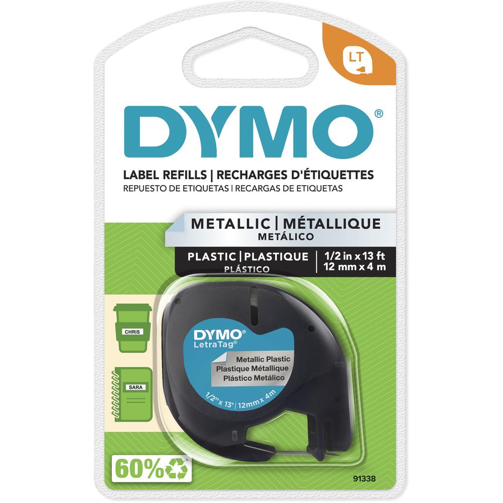 Dymo LetraTag Label Maker Tape Cartridge - 1/2" Width - Direct Thermal - Silver - 1 Each. Picture 1