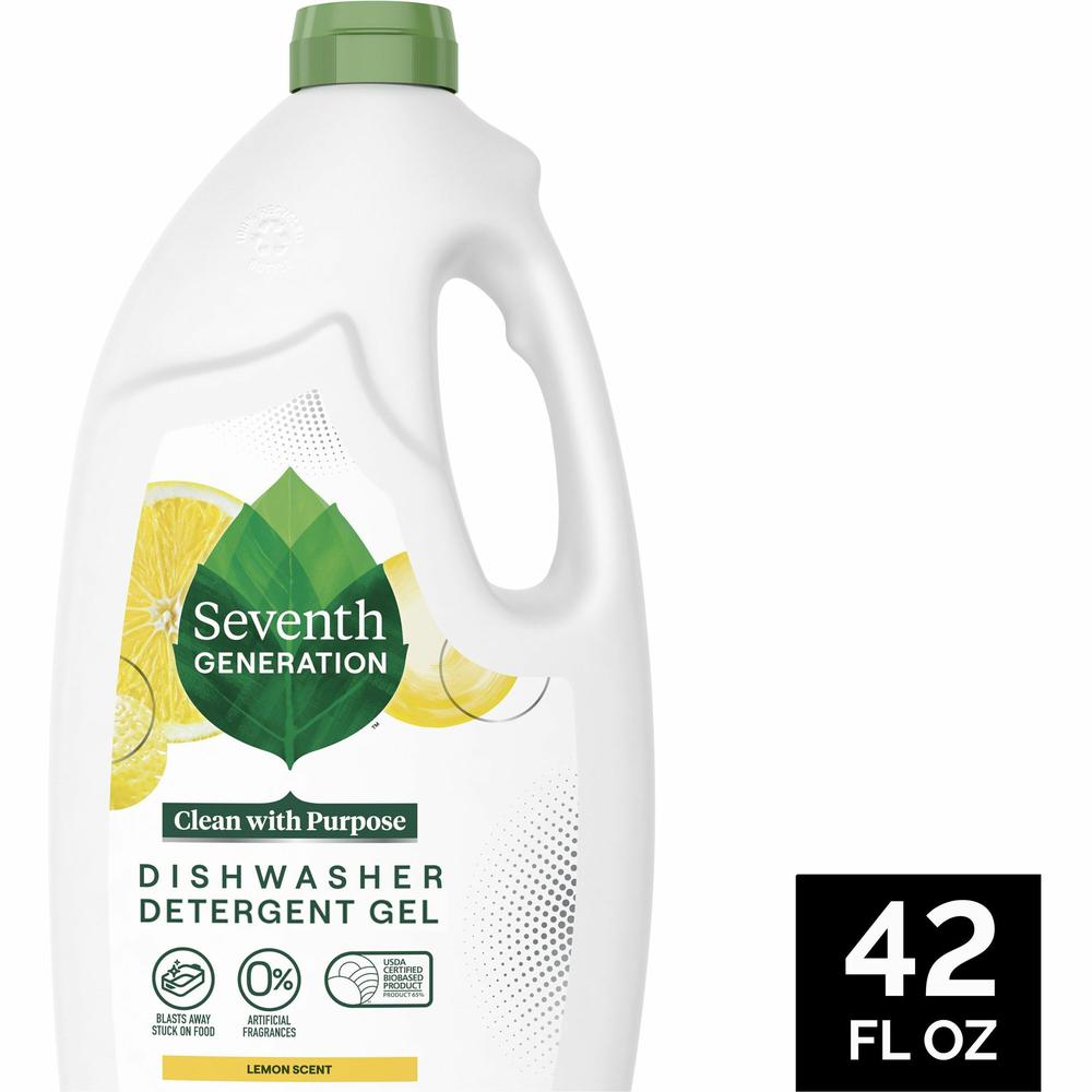 Seventh Generation Dishwasher Detergent - 42 oz (2.62 lb) - Lemon Scent - 1 Each - Non-toxic, Chlorine-free, Anti-septic, Phosphate-free, Lemon Scent, Dye-free - Clear. Picture 1