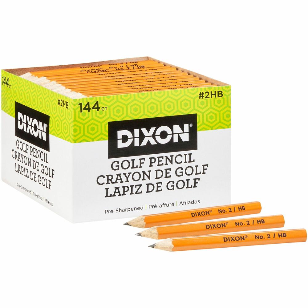 Dixon Pre-sharpened Wood Golf Pencils - #2 Lead - Yellow Wood