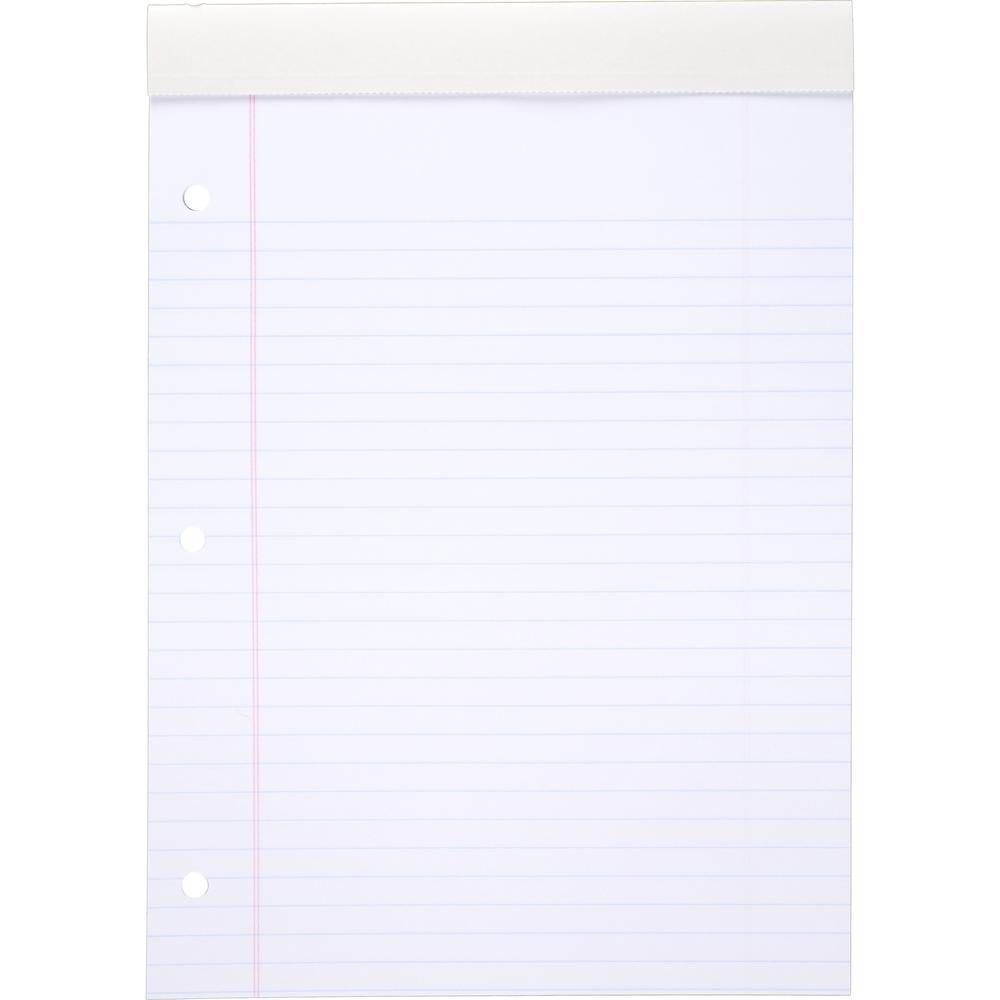 Mead Writing Pads - Letter - 70 Sheets - 140 Pages - College Ruled - 0.34" Ruled - 20 lb Basis Weight - Letter - 8 1/2" x 11" - White Paper - Heavyweight, Micro Perforated, Stiff-back, Heavy Duty Cove. Picture 1