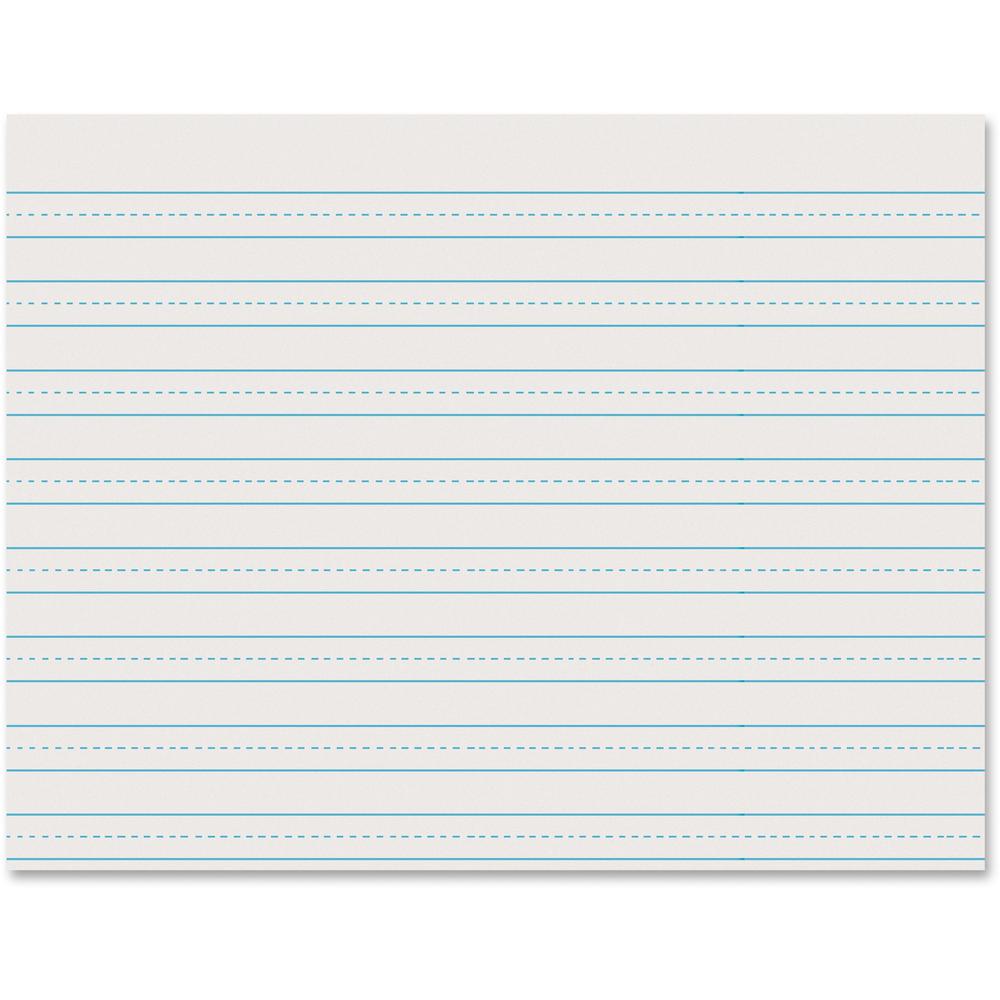 Pacon 2637 Skip-A-Line Newsprint Practice Paper - 500 Sheets - 0.50" Ruled - Letter - 11" x 8 1/2" - White Paper - 1 / Ream. Picture 1