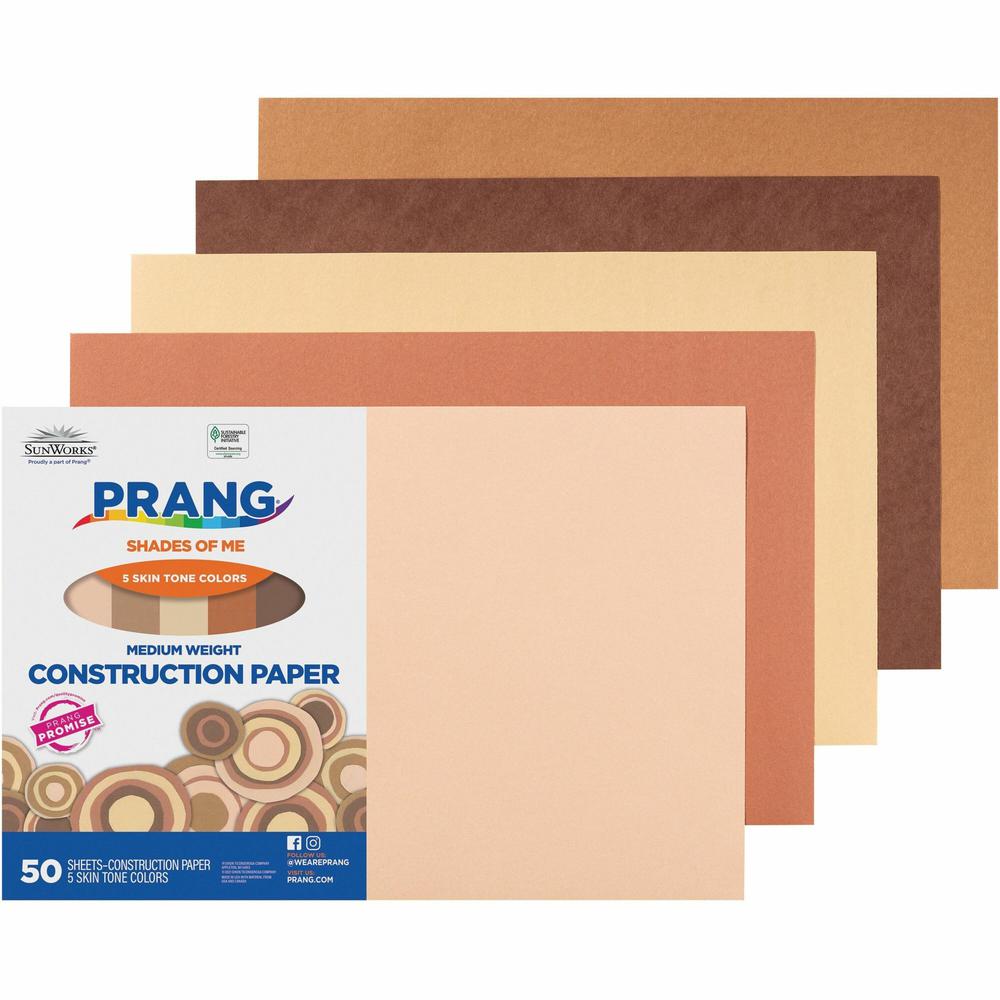 Prang Multicultural Construction Paper - Art, Craft - 0.40"Height x 18"Width x 12"Length - 50 / Pack - Assorted. Picture 1