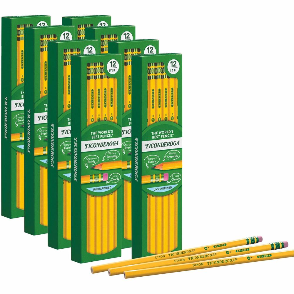 Ticonderoga Wood-Cased Pencils - 2HB Lead - Black Lead - Yellow Barrel - 96 / Pack. Picture 1