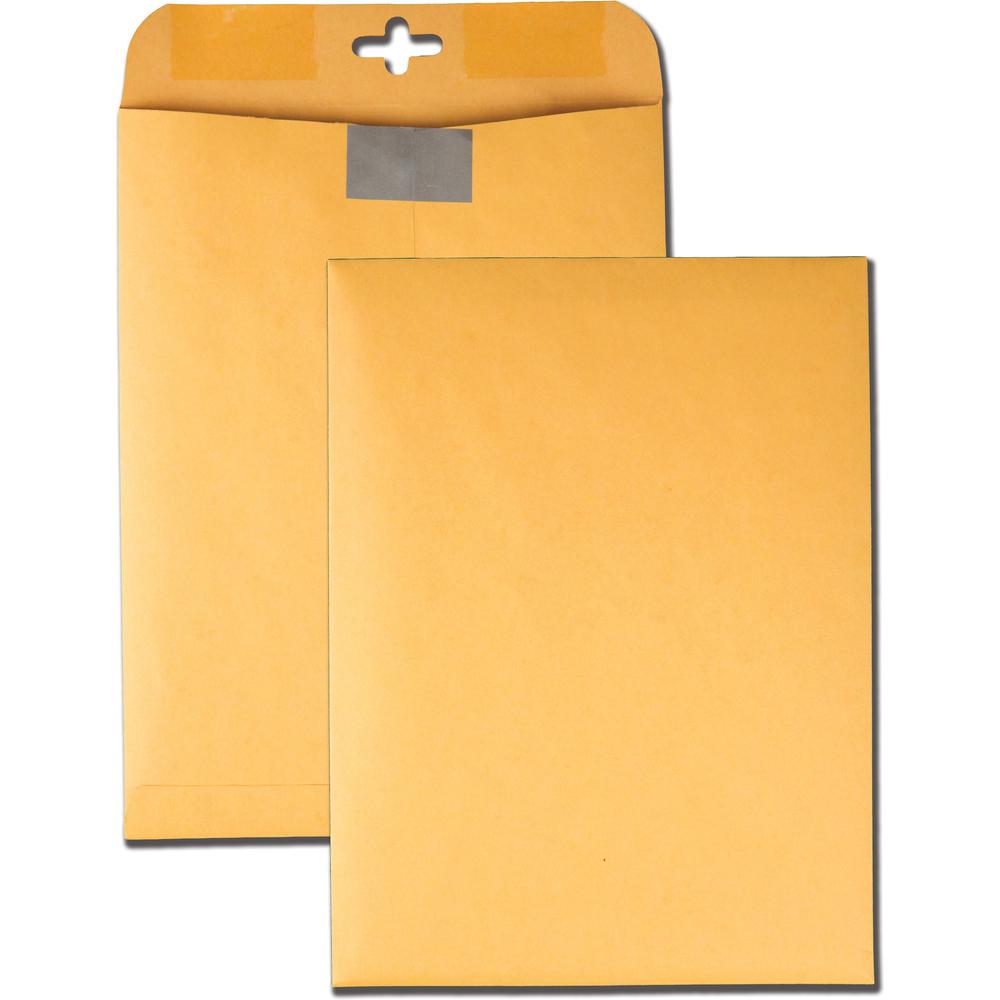 Quality Park 9 x 12 Postage Saving ClearClasp Envelopes with Reusable Redi-Tac Closure - 9" Width x 12" Length - 28 lb - Clasp - 100 / Box - Kraft. Picture 1