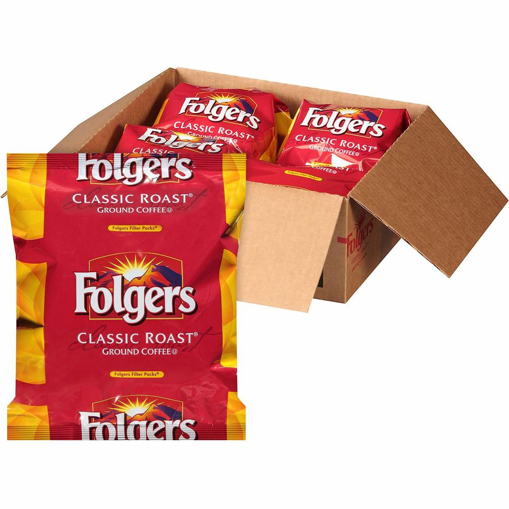 Folgers&reg; Filter Pack Regular Classic Roast Coffee - 0.9 oz Per Pouch - 40 / Carton. Picture 1