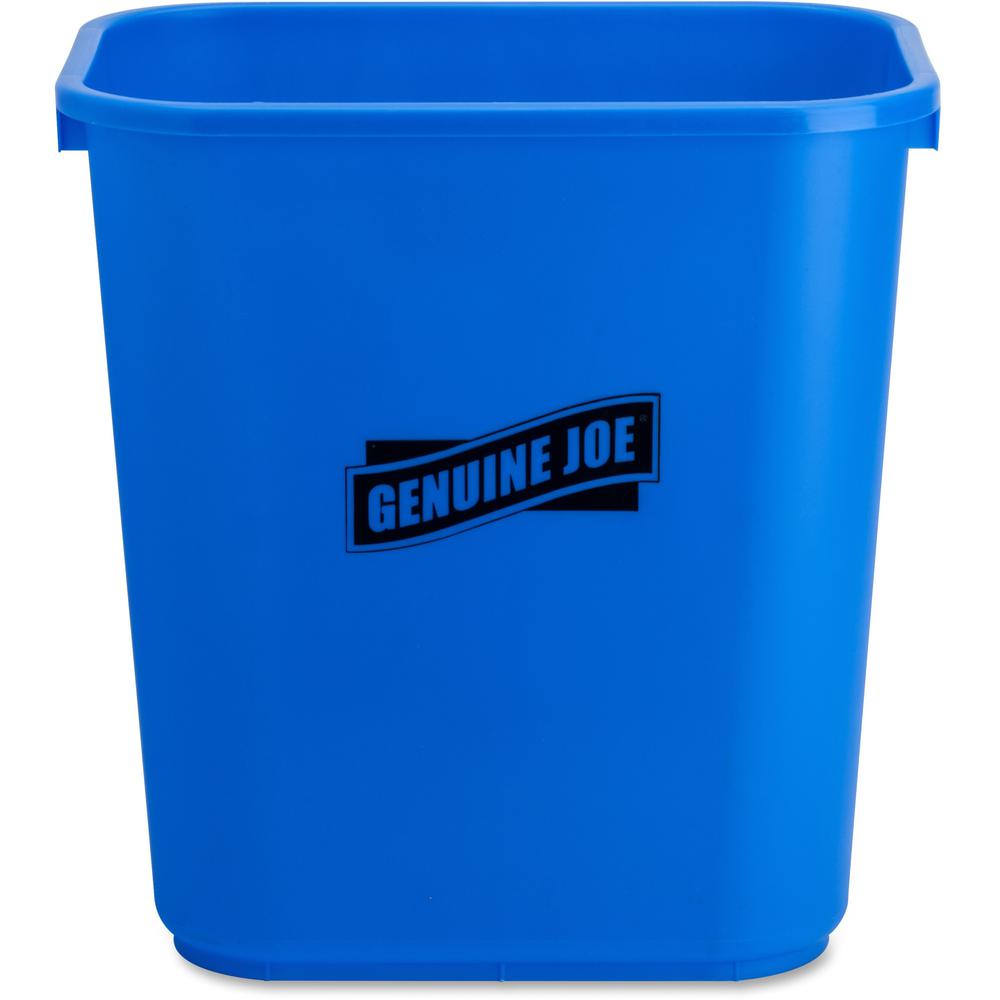 Genuine Joe 28-1/2 Quart Recycle Wastebasket - 7.13 gal Capacity - Rectangular - 15" Height x 14.5" Width x 10.5" Depth - Blue, White - 1 Each. Picture 1
