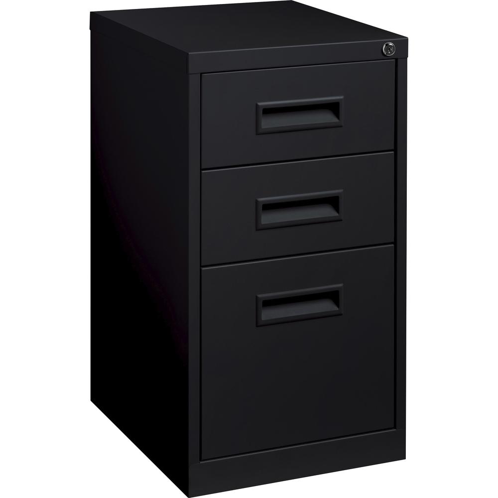 Lorell 19" Box/Box/File Mobile File Cabinet with Recessed Pull - 15" x 19" x 28" - 3 x Drawer(s) for Box, File - Letter - Ball-bearing Suspension - Black - Steel - Recycled. Picture 1