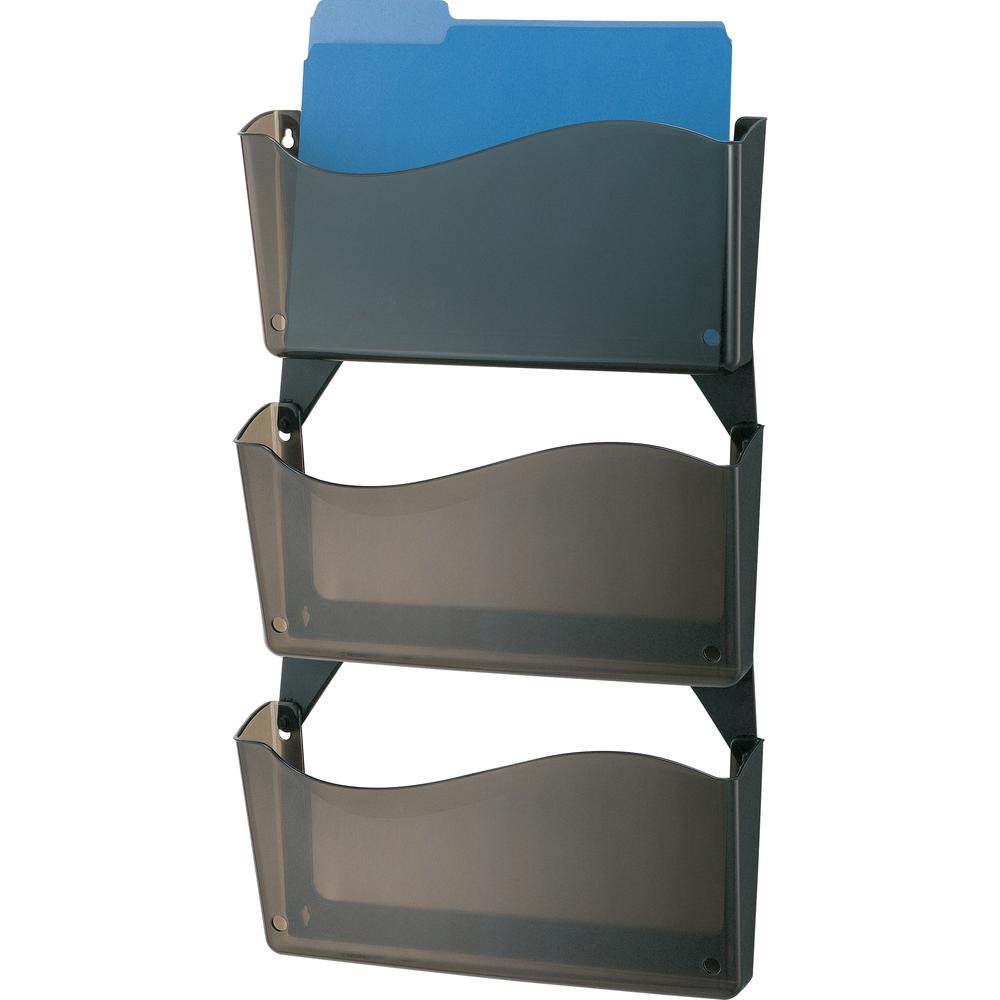 Officemate Unbreakable Wall Files - 26.5" Height x 13.3" Width x 3" Depth - Unbreakable - Smoke - Plastic - 3 / Box. Picture 1