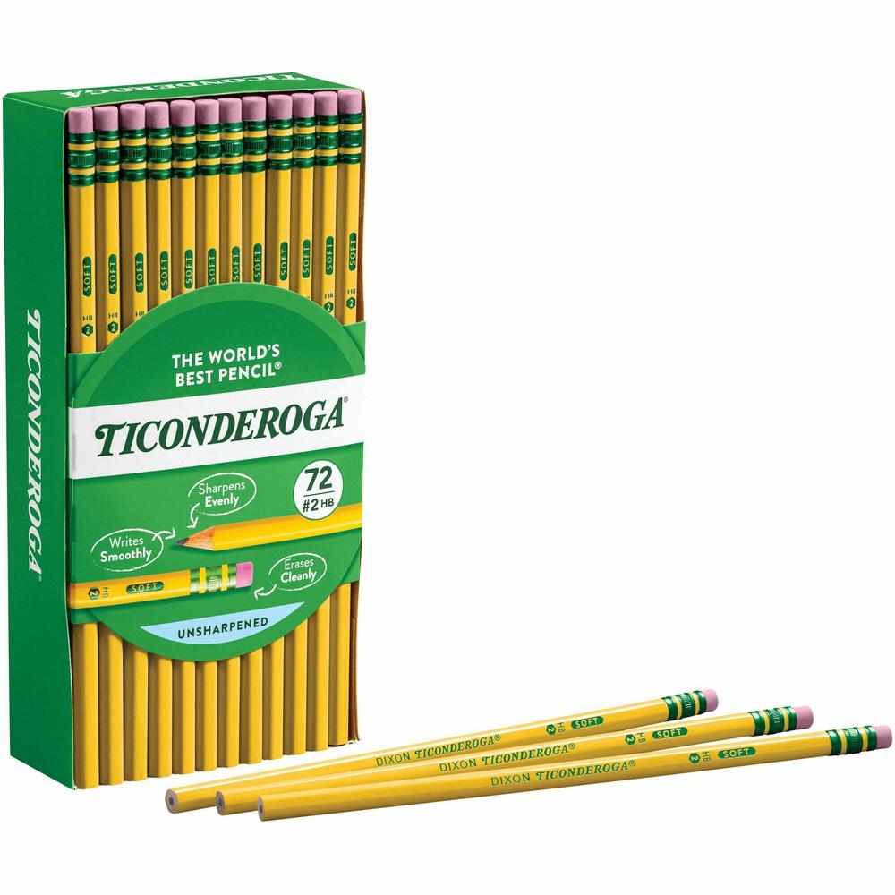 Ticonderoga No. 2 Pencils - #2 Lead - Yellow Cedar Barrel - 72 / Box. Picture 1