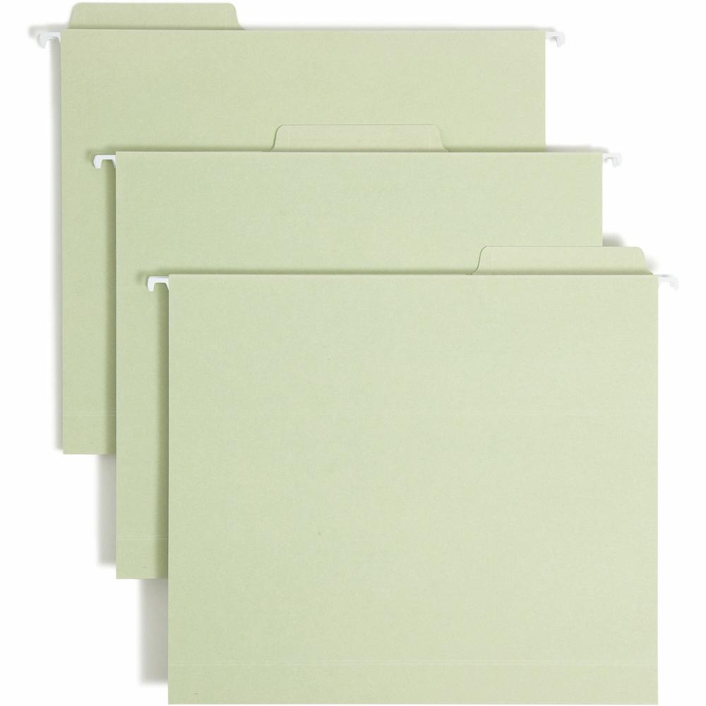 Smead FasTab 1/3 Tab Cut Letter Recycled Hanging Folder - 8 1/2" x 11" - 2" Expansion - Top Tab Location - Assorted Position Tab Position - Moss - 10% Recycled - 20 / Box. Picture 1