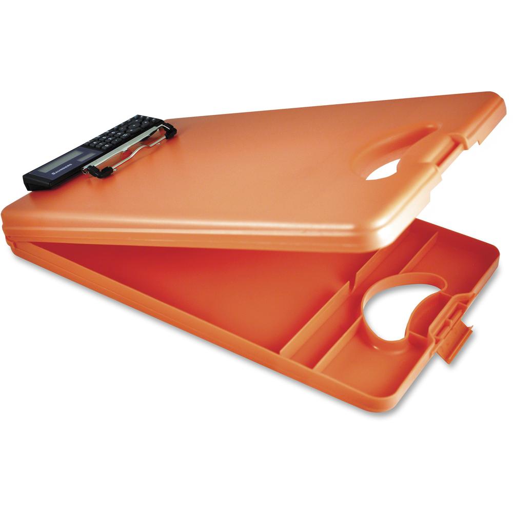 Saunders DeskMate II 00543 Portable Storage Clipboard - 0.50" Clip Capacity - Storage for Stationary - Bottom Opening - 10" x 16" - Low-profile - Polypropylene - Tangerine - 1 Each. Picture 1