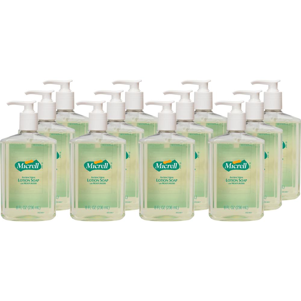 Micrell Antibacterial Lotion Soap - Citrus ScentFor - 8 fl oz (236.6 mL) - Pump Bottle Dispenser - Kill Germs, Grease Remover - Hand - Anti-irritant, Bio-based - 12 / Carton. Picture 1