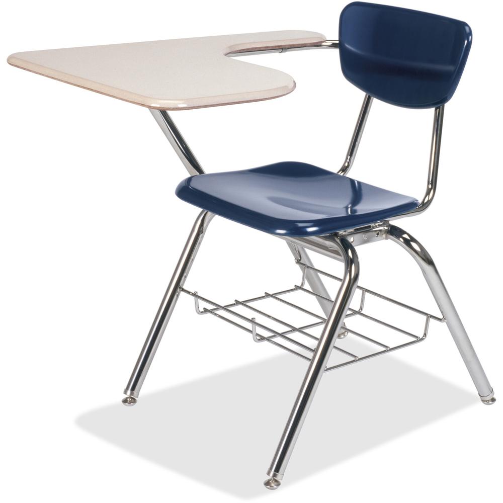 Virco Martest 3700BR Tablet Arm Chair Desk - Sandstone Top - Four Leg Base - 28" Table Top Length x 20" Table Top Width - Navy - Plastic Top Material - 2 / Carton. Picture 1
