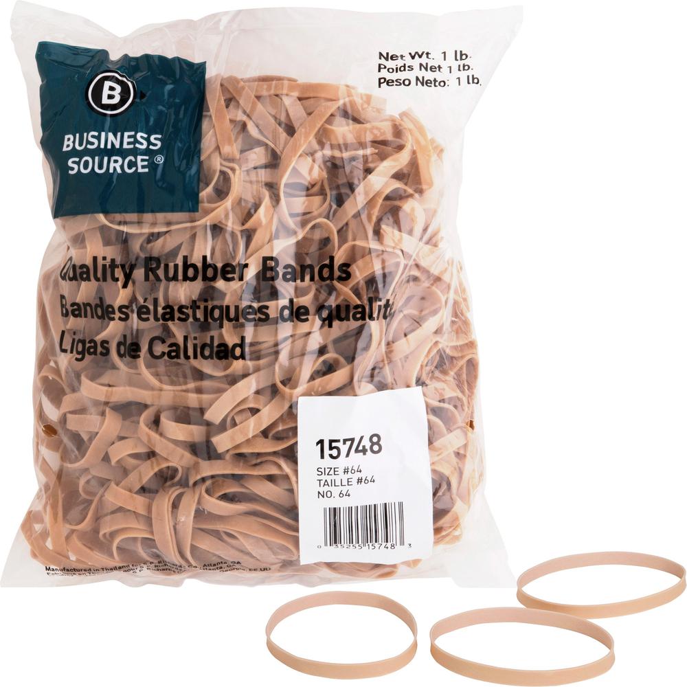 Business Source Quality Rubber Bands - Size: #64 - 3.3" Length x 0.3" Width - Sustainable - 320 / Pack - Rubber - Crepe. The main picture.