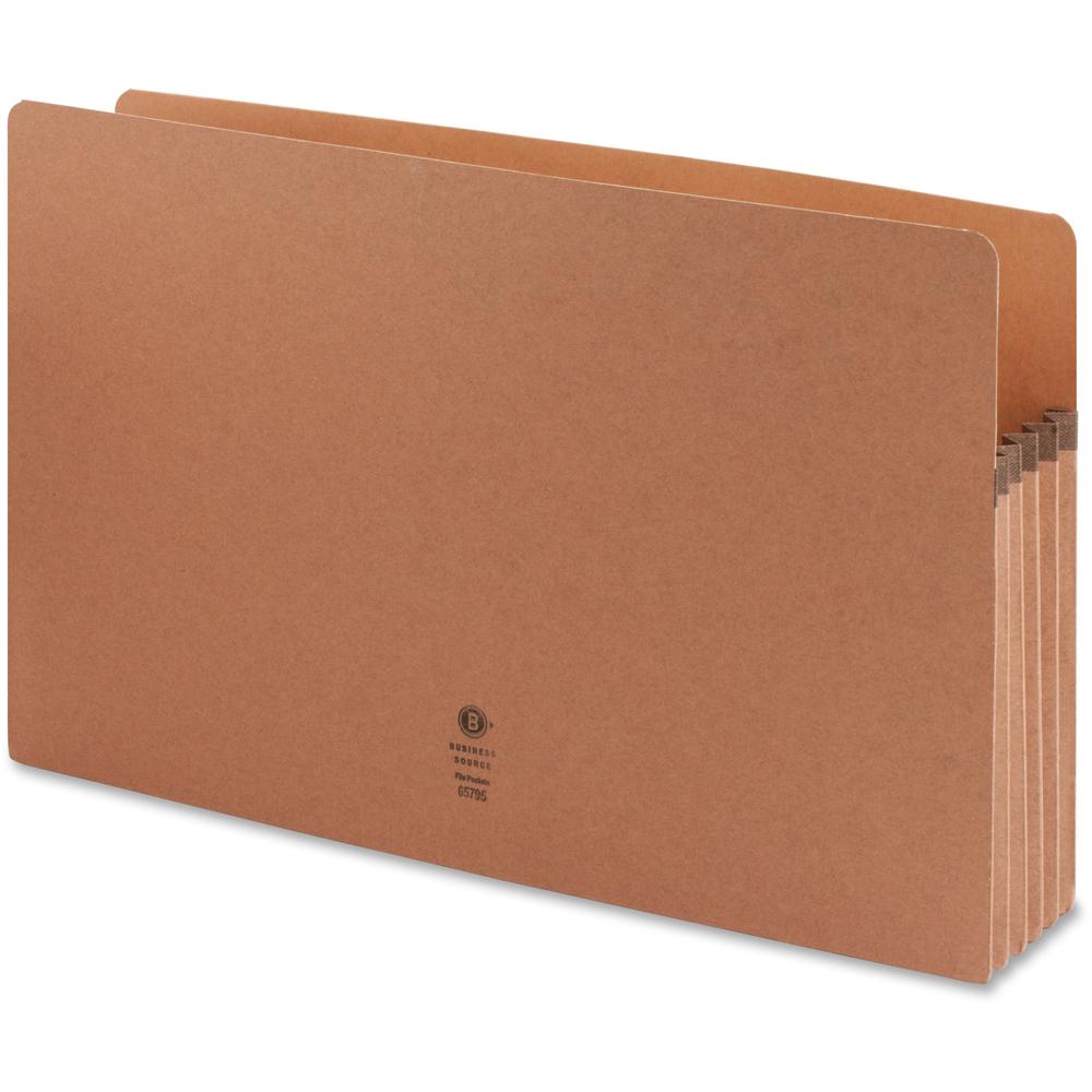 Business Source Legal Recycled File Pocket - 8 1/2" x 14" - 5 1/4" Expansion - Redrope - Redrope - 30% Recycled - 10 / Box. Picture 1
