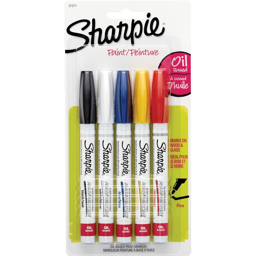 Sharpie Oil-Based Paint Marker - Fine Point - Fine Marker Point - Assorted Oil Based Ink - 5 / Pack. Picture 1