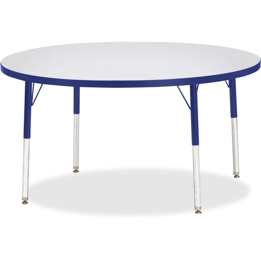 Jonti-Craft Berries Adult Height Color Edge Round Table - Gray Round, Laminated Top - Four Leg Base - 4 Legs - Adjustable Height - 24" to 31" Adjustment x 1.13" Table Top Thickness x 48" Table Top Dia. Picture 1