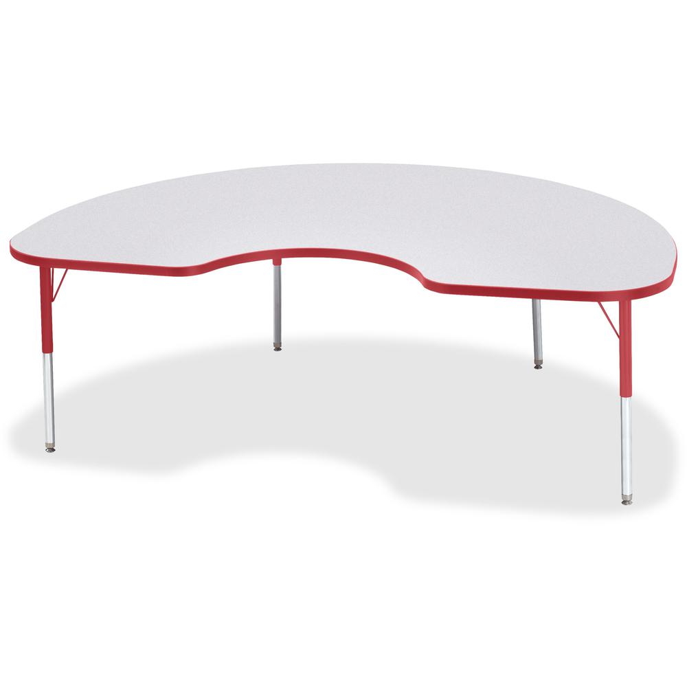 Jonti-Craft Berries Elementary Height Color Edge Kidney Table - Laminated Kidney-shaped, Red Top - Four Leg Base - 4 Legs - Adjustable Height - 15" to 24" Adjustment - 72" Table Top Length x 48" Table. Picture 1