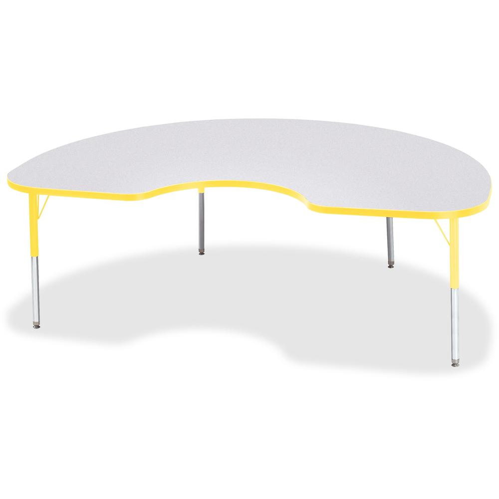 Jonti-Craft Berries Elementary Height Color Edge Kidney Table - Laminated Kidney-shaped, Yellow Top - Four Leg Base - 4 Legs - Adjustable Height - 15" to 24" Adjustment - 72" Table Top Length x 48" Ta. Picture 1
