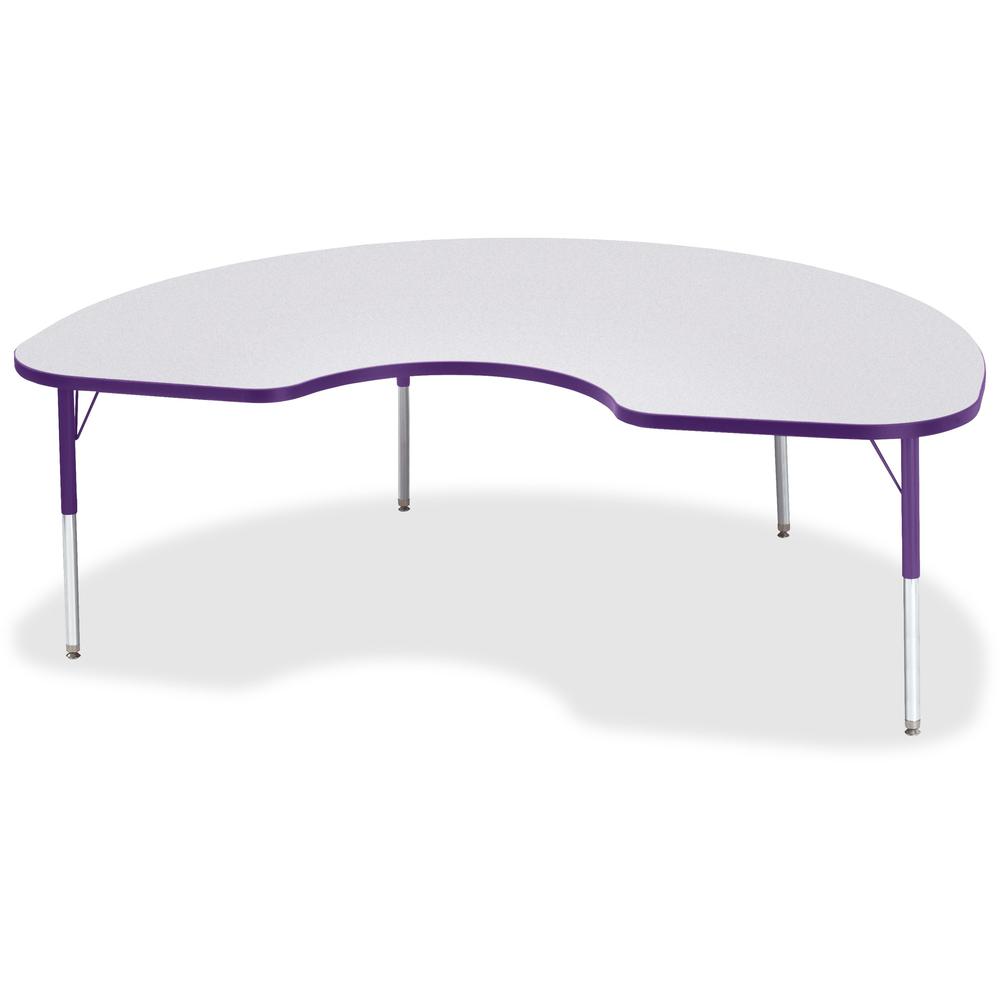 Jonti-Craft Berries Elementary Height Color Edge Kidney Table - Laminated Kidney-shaped, Purple Top - Four Leg Base - 4 Legs - Adjustable Height - 15" to 24" Adjustment - 72" Table Top Length x 48" Ta. Picture 1