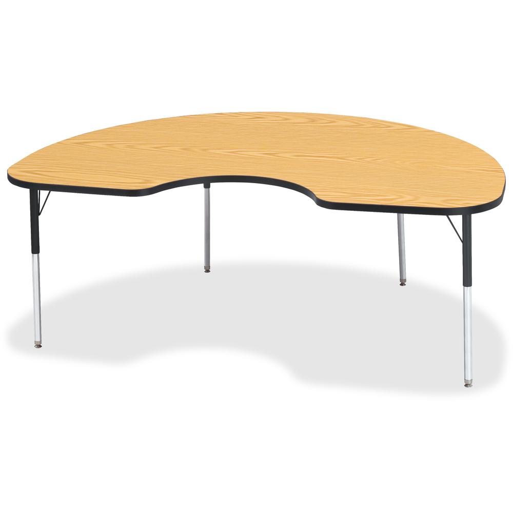 Jonti-Craft Berries Adult Color Top Kidney Table - Black Oak Kidney-shaped, Laminated Top - Four Leg Base - 4 Legs - Adjustable Height - 24" to 31" Adjustment - 72" Table Top Length x 48" Table Top Wi. Picture 1