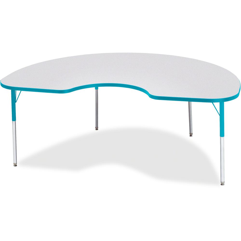 Jonti-Craft Berries Adult Height Prism Color Edge Kidney Table - Laminated Kidney-shaped, Teal Top - Four Leg Base - 4 Legs - Adjustable Height - 24" to 31" Adjustment - 72" Table Top Length x 48" Tab. Picture 1