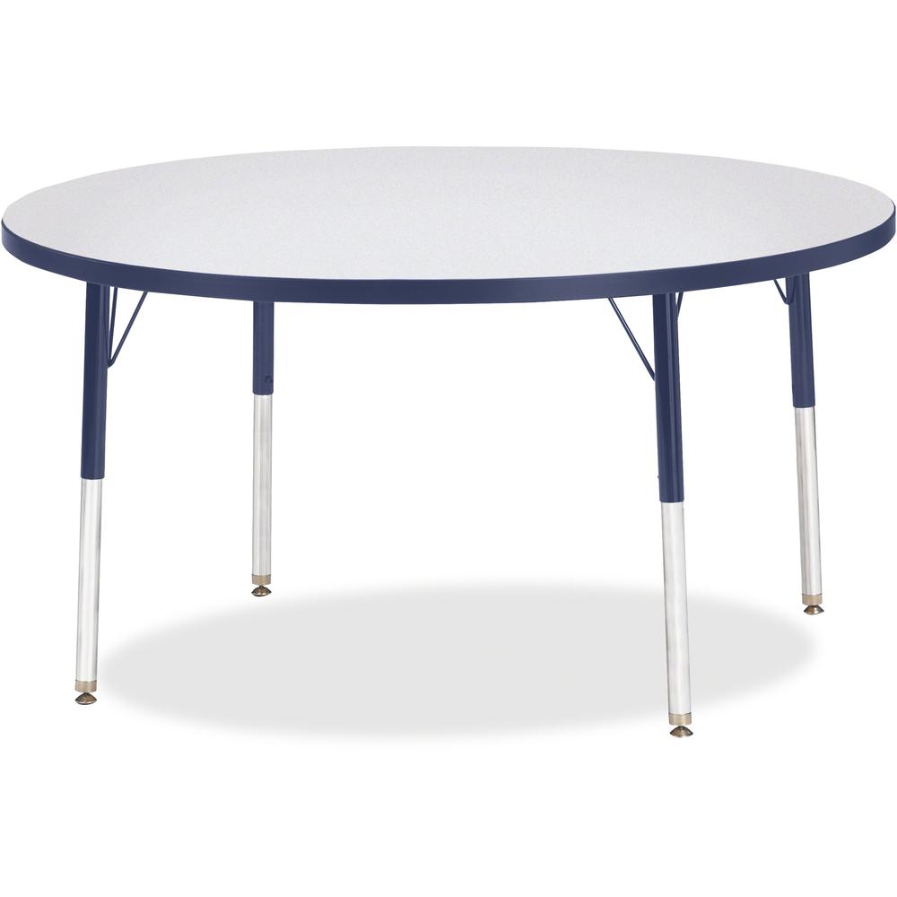 Jonti-Craft Berries Adult Height Color Edge Round Table - For - Table TopLaminated Round, Navy Top - Four Leg Base - 4 Legs - Adjustable Height - 24" to 31" Adjustment x 1.13" Table Top Thickness x 48. Picture 1