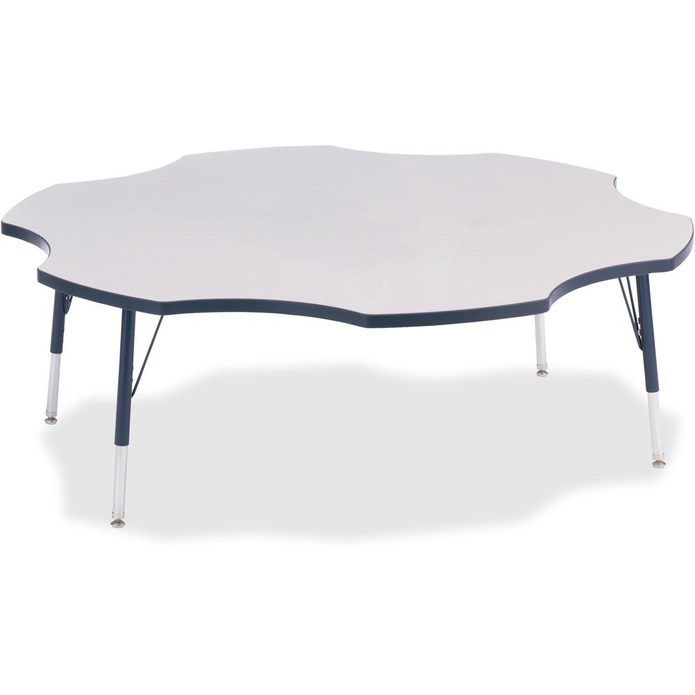 Jonti-Craft Berries Elementary Height Prism Six-Leaf Table - Laminated, Navy Top - Four Leg Base - 4 Legs - Adjustable Height - 15" to 24" Adjustment x 1.13" Table Top Thickness x 60" Table Top Diamet. Picture 1