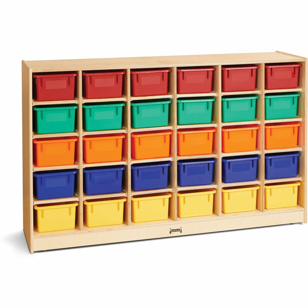 Jonti-Craft Rainbow Accents 30 Cubbie-trays Mobile Storage Unit - 30 Compartment(s) - 35.5" Height x 57.5" Width x 15" Depth - Durable, Non-yellowing - Baltic - Rubber, Acrylic - 1 Each. Picture 1