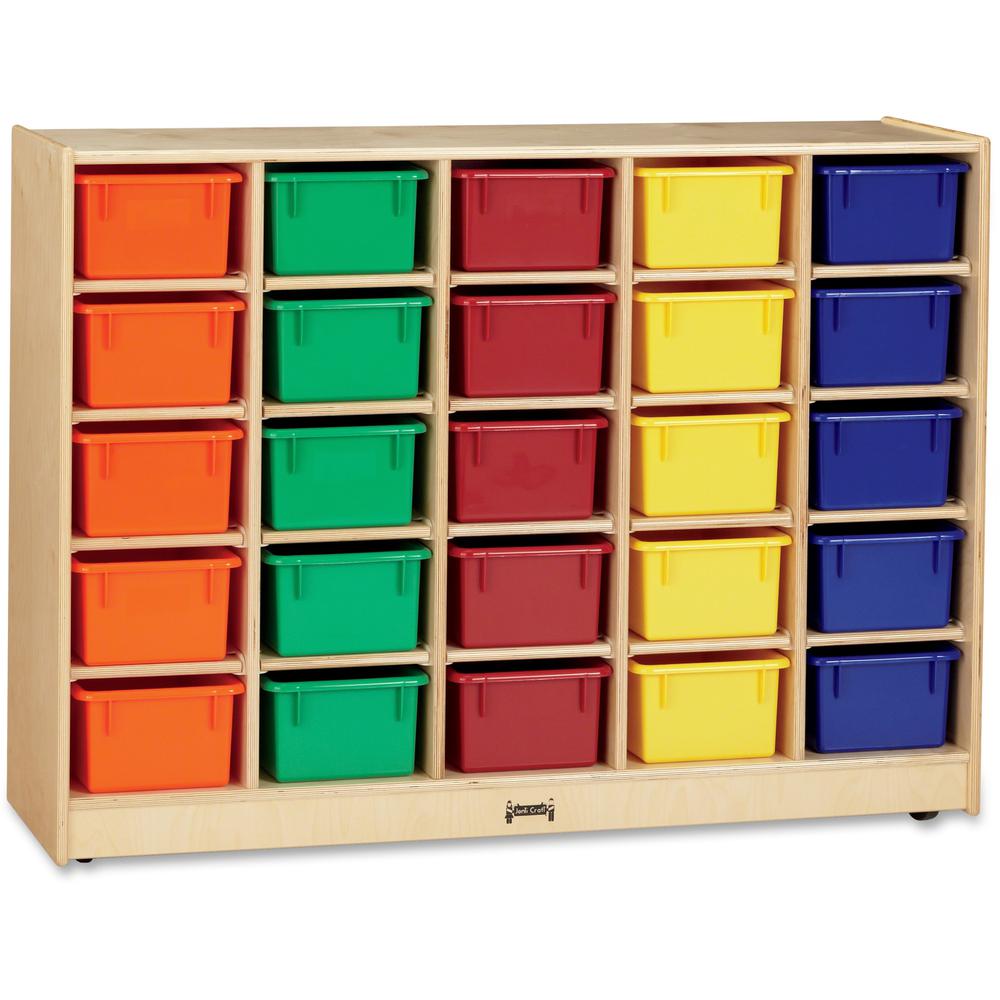 Jonti-Craft Rainbow Accents 25 Cubbie-trays Mobile Storage Unit - 35.5" Height x 48" Width x 15" Depth - Durable - Baltic - Acrylic, Rubber - 1 Each. Picture 1