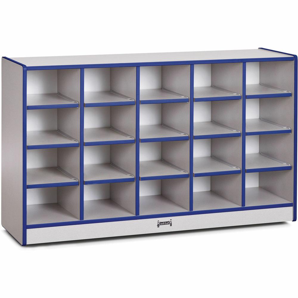 Jonti-Craft Rainbow Accents Toddler Single Storage - 20 Compartment(s) - 29.5" Height x 48" Width x 15" Depth - Laminated, Chip Resistant - Blue - Rubber - 1 Each. Picture 1